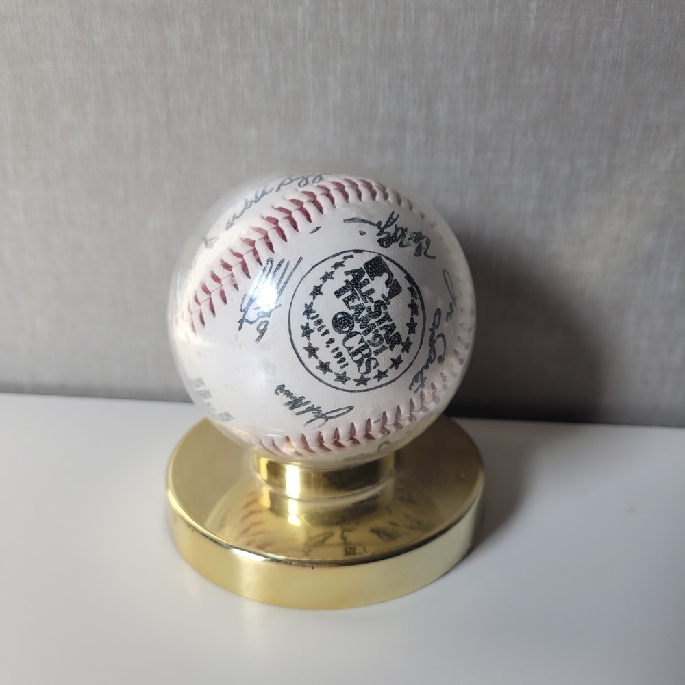 Vintage 1991 MLB All-Star Game Facsimile Autographed Baseball on Gold Stand Read